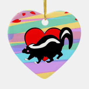 Cute Skunk Heart. Happy Anti-Valentijnsdag! Keramisch Ornament