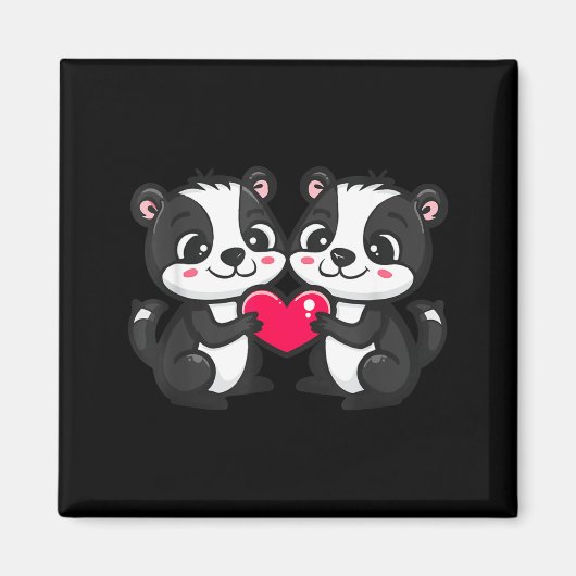 Cute Skunk In Love Couple Heart _ Valentines Day Magneet (Voorkant)