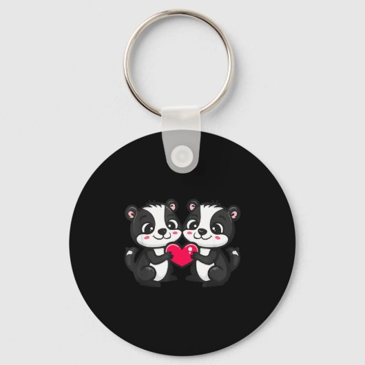Cute Skunk In Love Couple Heart _ Valentines Day Sleutelhanger (Voorkant)