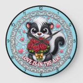Cute Skunk Love Is In The Air Grote Klok (Voorkant)