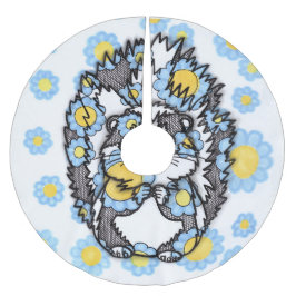 Cute Skunk met Blauwe Bloemen Kerstboom Vloerkleed Rok
