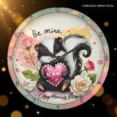 Cute Skunk Valentine Heart Grote Klok