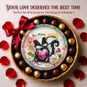 Cute Skunk Valentine Heart Grote Klok