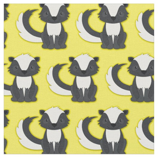 Cute Skunks Kinder Yellow Stof (Close Up)