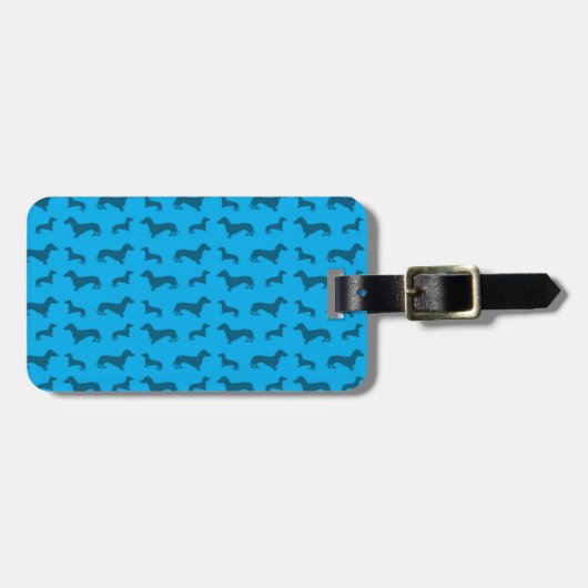 Cute sky blue dachshund-patroon bagagelabel (Voorkant horizontaal)