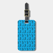 Cute sky blue dachshund-patroon bagagelabel (Voorkant verticaal)
