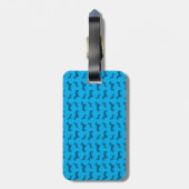 Cute sky blue dachshund-patroon bagagelabel (Achterkant verticaal)