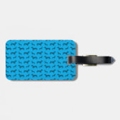 Cute sky blue dachshund-patroon bagagelabel (Achterkant horizontaal)