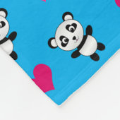 Cute sky blue panda harten fleece deken (Hoek)