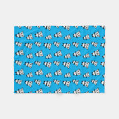 Cute sky blue panda-patroon fleece deken (Voorkant (Horizontaal))
