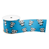 Cute sky blue panda-patroon satijnen lint (Spoel)