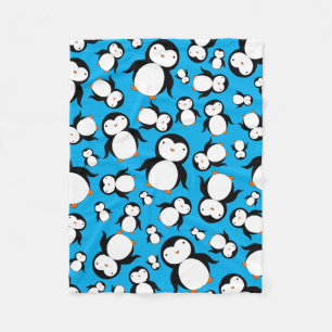 Cute sky blue pinguin patroon fleece deken