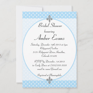 Cute Sky Blue Polka Dots Bridal Shower Kaart