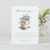 Cute Sky Blue Stapked Cup Baby shower Tea Party Bedankkaart (Staand voorkant)