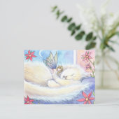 Cute Slaande Kat en Fee Postkaart (Staand voorkant)