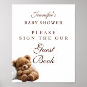 Cute Slaande Teddybeer Guestbook Poster (Voorkant)