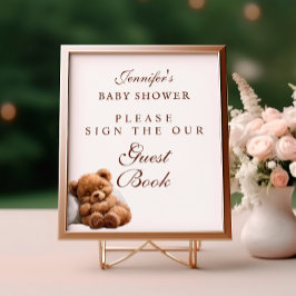 Cute Slaande Teddybeer Guestbook Poster