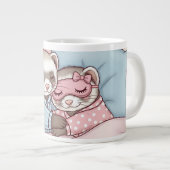 Cute Slaap Ferret Koppel in Pyjama's Liefde Mok (Voorkant rechts)