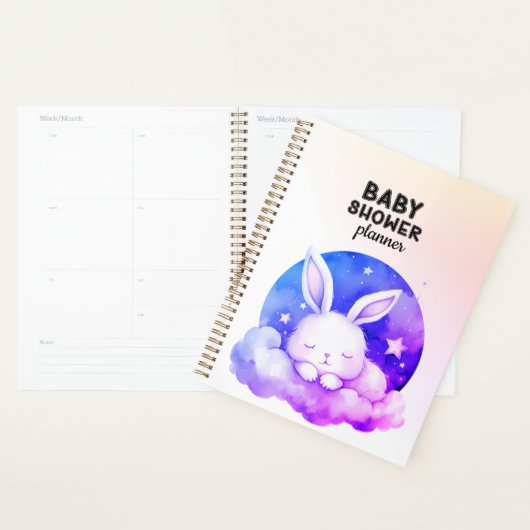 Cute Slaap Konijn Baby Shower Planner (Display)