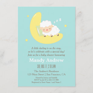 Cute Slaap Lammmetje Baby Shower Feest Uitnodiging