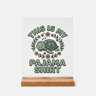 Cute Slaap Turtle Pyjamashirt Vintage Vector D Acryl Bord