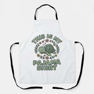 Cute Slaap Turtle Pyjamashirt Vintage Vector D Schort