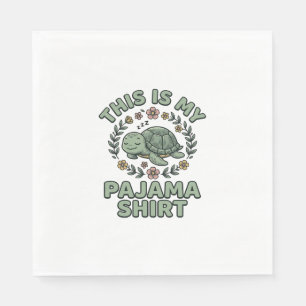 Cute Slaap Turtle Pyjamashirt Vintage Vector D Servet