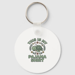Cute Slaap Turtle Pyjamashirt Vintage Vector D Sleutelhanger