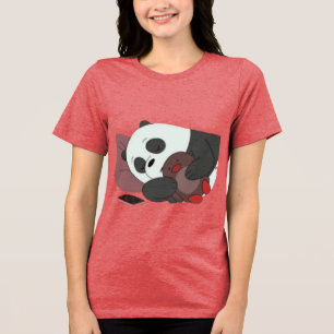 Cute Slaapde Panda Illustratie Rode T-Shirt Adora
