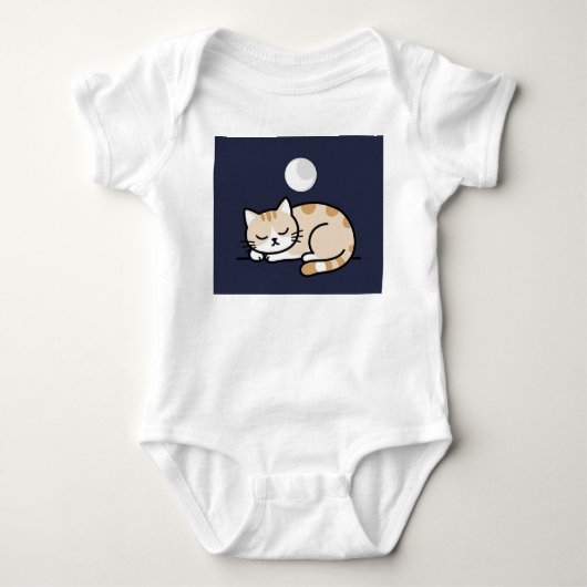 Cute Slaapkat Maan Baby Bodysuit (Voorkant)