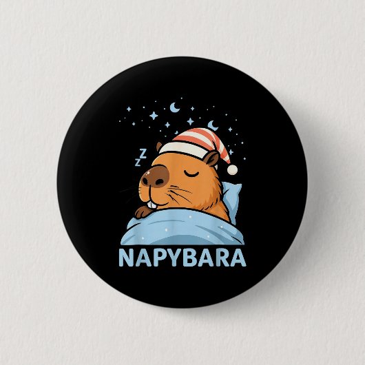 Cute Slaapmuts Capybara Grappige Napybara Pyjama  Ronde Button 5,7 Cm (Voorkant)