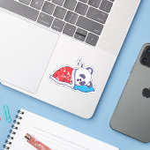 Cute slaappanda sticker (Laptop met iPhone)
