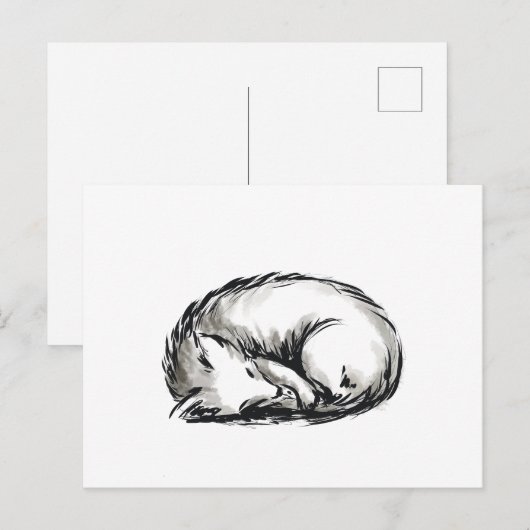 Cute slaapvos briefkaart (Voorkant / Achterkant)