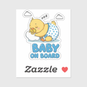 Cute slapende baby kuiken 'Baby in de auto' waarsc Sticker