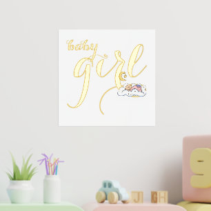 Cute slapende baby, typografie goud folie afdrukken