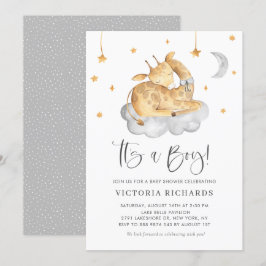 Cute Slapende Giraffe Grey Het is een Baby shower  Kaart