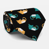 Cute slapende kattenpatroon III Stropdas (Opgerold)