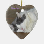 Cute slapende kattensierbloem keramisch ornament (Rechts)