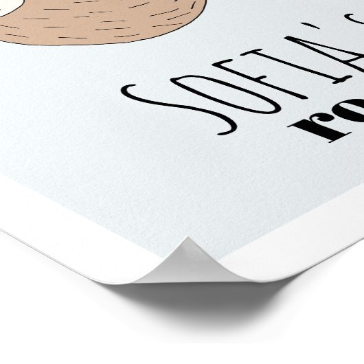 Cute slapende luiaard voor meisjes met naam voor k poster (Hoek)