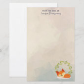 Cute Slapende Oranje vos met groene bladeren, Wrea Briefpapier (Voorkant / Achterkant)