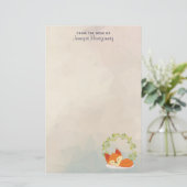 Cute Slapende Oranje vos met groene bladeren, Wrea Briefpapier (Staand voorkant)