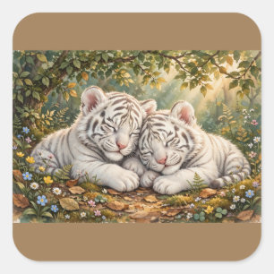 Cute slapende tijgerwelpen sticker – knuffige dier