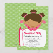 CUTE Slapepover Birthday Party Inture Kaart (Voorkant / Achterkant)