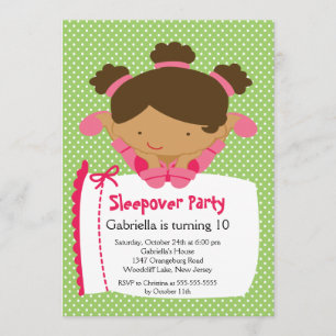 CUTE Slapepover Birthday Party Inture Kaart