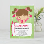 CUTE Slapepover Birthday Party Inture Kaart (Staand voorkant)