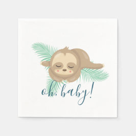 Cute Slapepy Baby Sloth Oh Baby Baby shower Servet