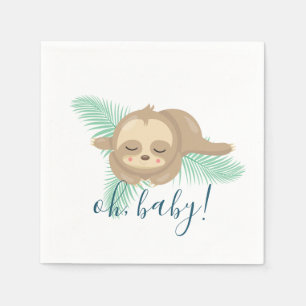 Cute Slapepy Baby Sloth Oh Baby Baby shower Servet