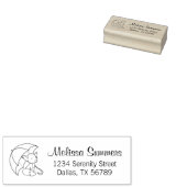 Cute Slapepy Little Fox onder Umbrella Address 2 Rubberstempel (Gestempeld)