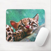 Cute Slaping Baby Ocelot Kitten Muismat (Met muis)