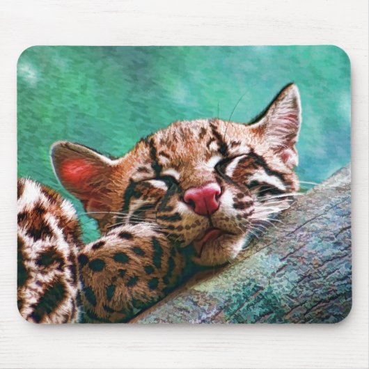 Cute Slaping Baby Ocelot Kitten Muismat (Voorkant)